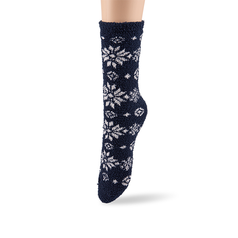 RZ144 Half-Brushed Snowflake Striped Soft Warm Mid-Calf Women’s Boot Socks