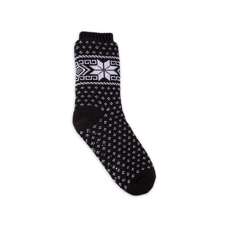 RZ299 Men's Classic Vintage Thick Warm Anti-Slip Cabin Socks with Sherpa Fleece Lining