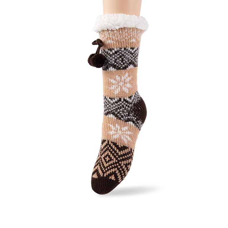 RZ042 Vintage Pom Pom Snowflake Thick Sherpa Fleece Lined Non Slip Women’s Cabin Socks RZ042 Vintage Pom Pom Snowflake Thick Sherpa Fleece Lined Non Slip Women’s Cabin Socks